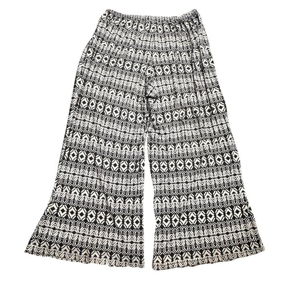 New Directions Palazzo Pants Women's Black White Abstract Pull On Size 2X - Picture 1 of 5